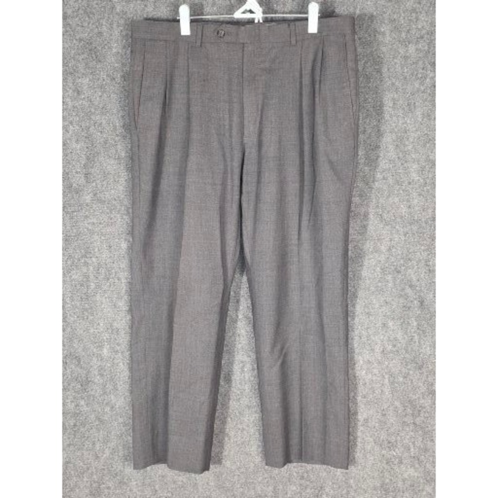 VTG Evan Picone Mens Grey Pure Wool Pleated Dress Pants 35x26 Classic Trousers